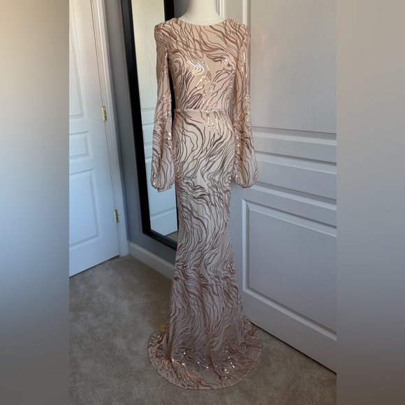 Miss Ord Formal Sequin Maxi Mermaid Prom Dress Bodycon Long Sheer Gown Size S - Picture 3 of 12